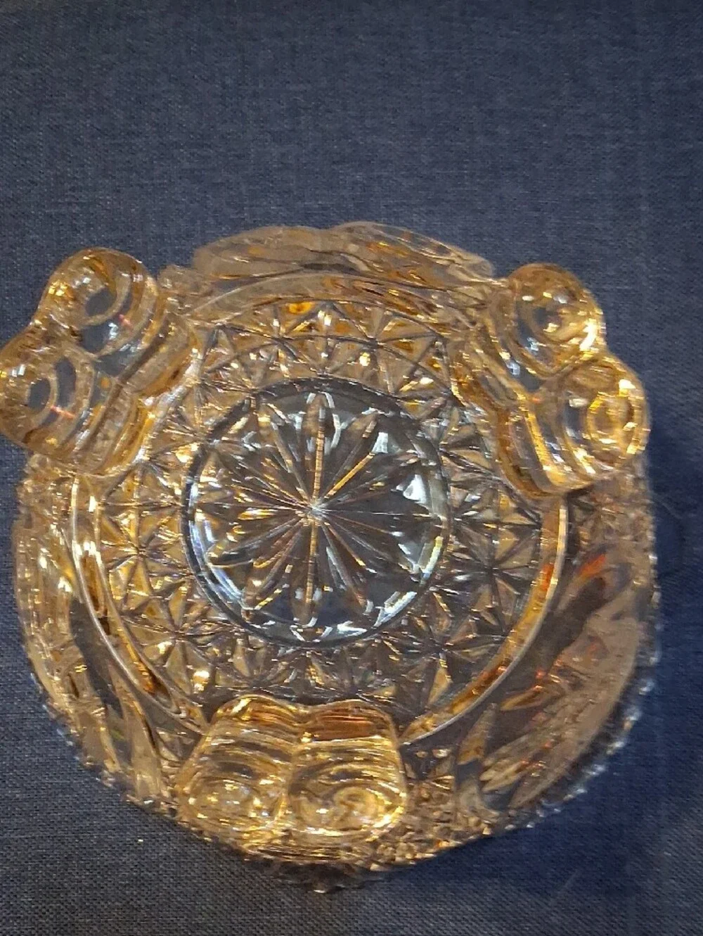 Clear Crystal Decorative Footed Bowl - Elegant Cut Pattern